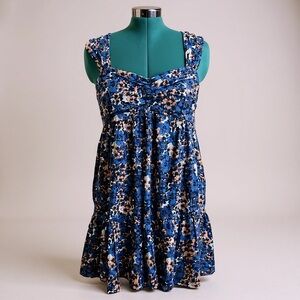 Free People Blue and Pink Floral Dress